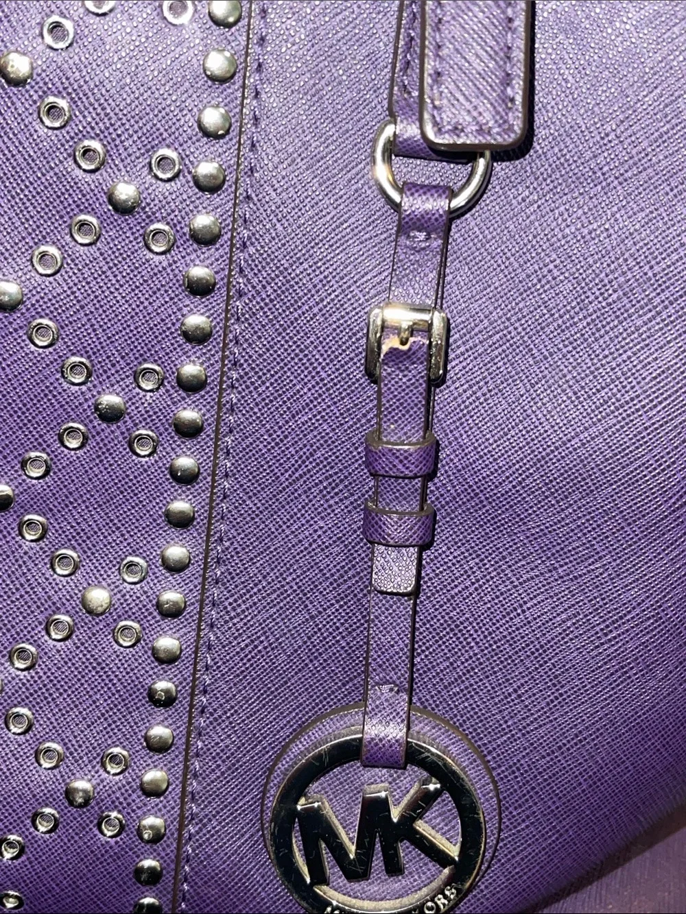 Michael Kors Purple Studded Tote - Picture 8 of 9
